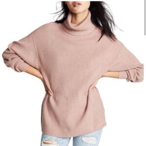 Free People Softly Structured Tunic Mauve Pink Turtleneck Sweater Large